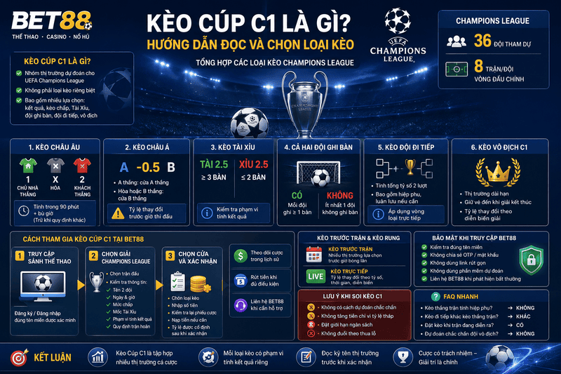 Kèo Cúp C1 Là Gì - 4 Chiến Lược Thắng Cược Tại Bet88 - GOJIXE