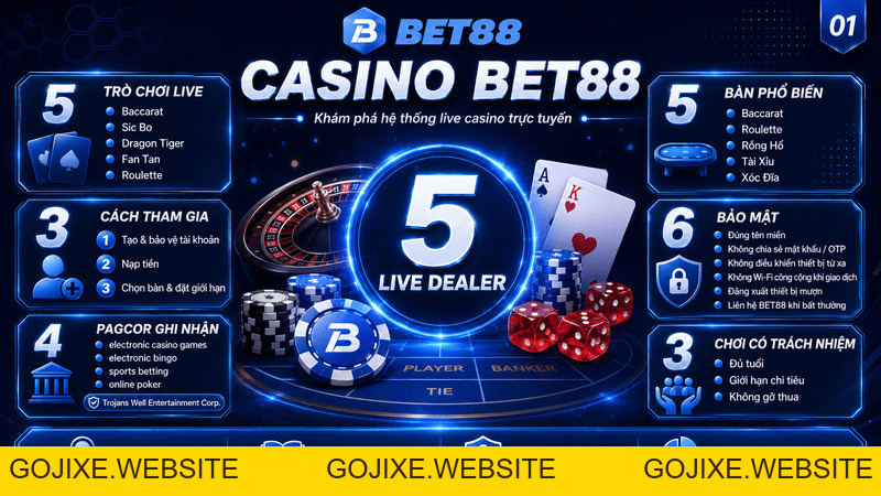 Casino BET88 - Hơn 500 Bàn Cược Trực Tiếp Hấp Dẫn Nhất - GOJIXE