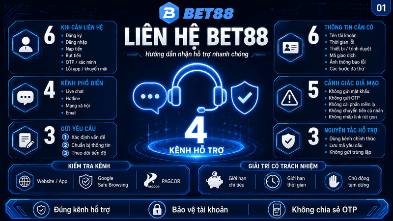 Liên Hệ BET88 – Các Kênh Hỗ Trợ Hội Viên Nhanh Chóng - GOJIXE
